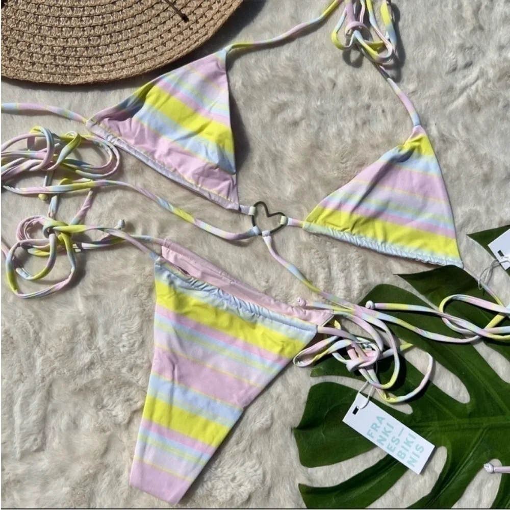 Frankie's Bikini Tatum Top and Tia Bottom Summer Stripe Bikini Set
